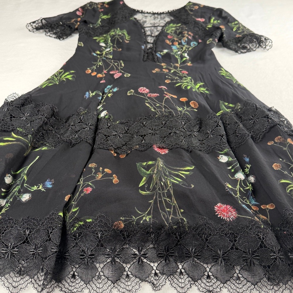 Nicholas Women's Wildflower Lace Mini Dress Black Sz US 4 - Picture 10 of 12
